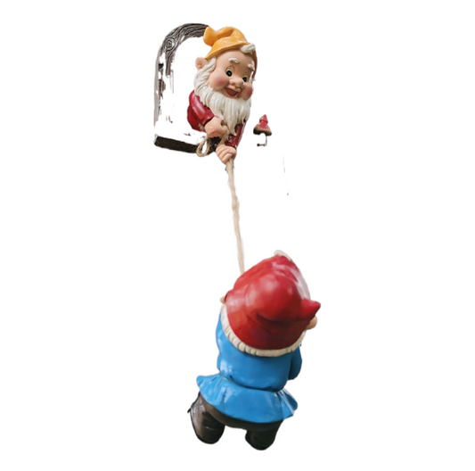 Garden dwarf climbing rope resin ornament