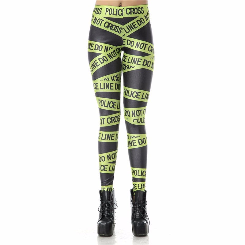 Leggins De Cintura Alta Legins De Línea De Policía Leggings De Mujer Estampados 