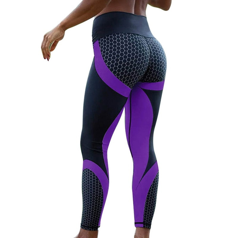 Mesh Pattern Print Leggings fitness Leggings For Women Sporting Workout Leggins Elastic Slim Black White Pants