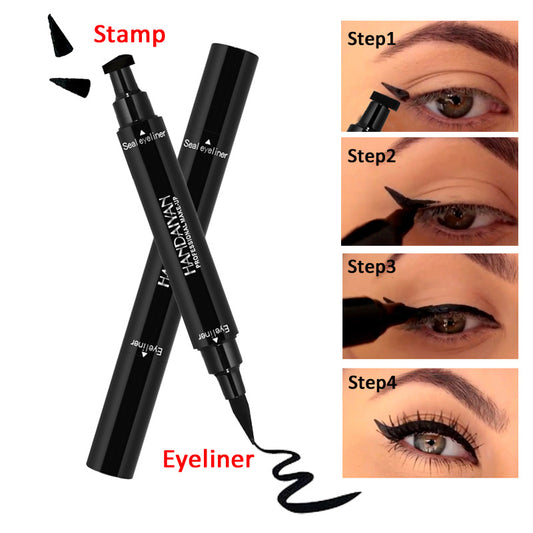 HANDAIYAN Double Headed Seal Eyeliner Triangle Seal Eyeliner 2 In 1 Waterproof Eyeliner Make Up