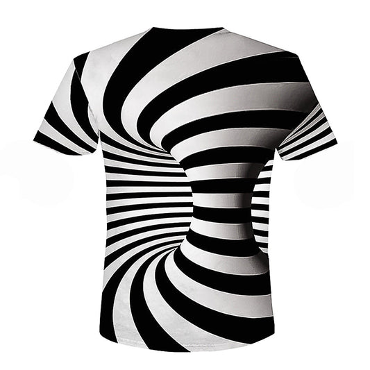 Print Short sleeved Tees Men Black And White Vertigo Hypnotic colorful Printing 3D T shirt