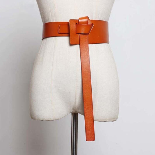 Long Knotted Stylish Asymmetric Cross PU Leather Belt Personality Women New Fashion Tide All-match Spring