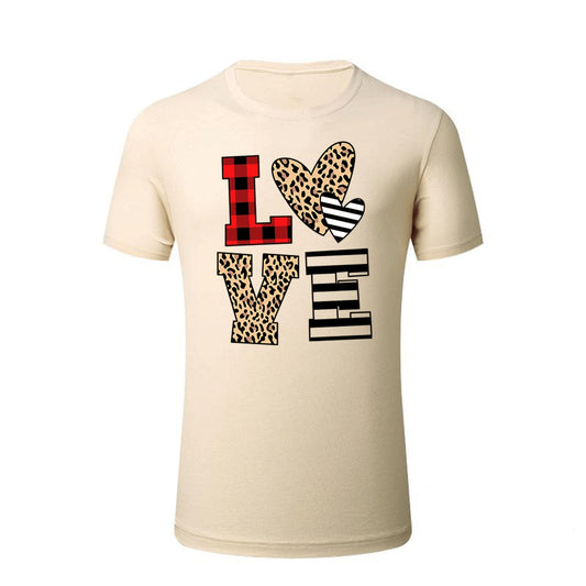 New Valentine's Day Short Sleeve Fashion Innovation Love Print Women's T-Shirt Valentine's Day Short Sleeve