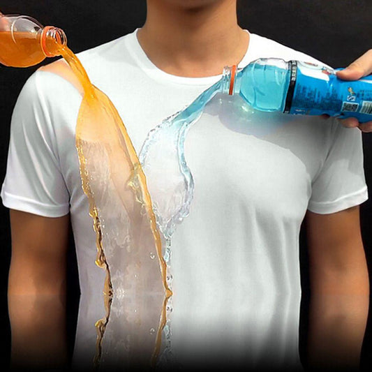 Anti-Dirty Waterproof Men T Shirt Creative Hydrophobic Stainproof Breathable Antifouling Quick Dry Top Short Sleeve T Shirt