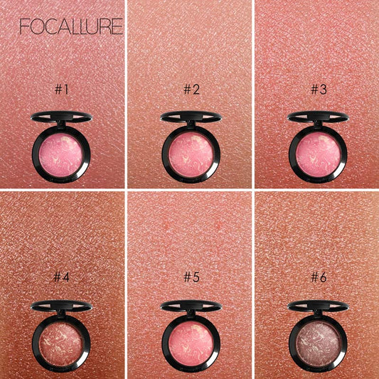 Colorete de maquillaje FOCALLURE, colorete profesional de alta calidad para mejillas, 6 colores, colorete al horno, colorete bronceador, maquillaje para contorno de cara